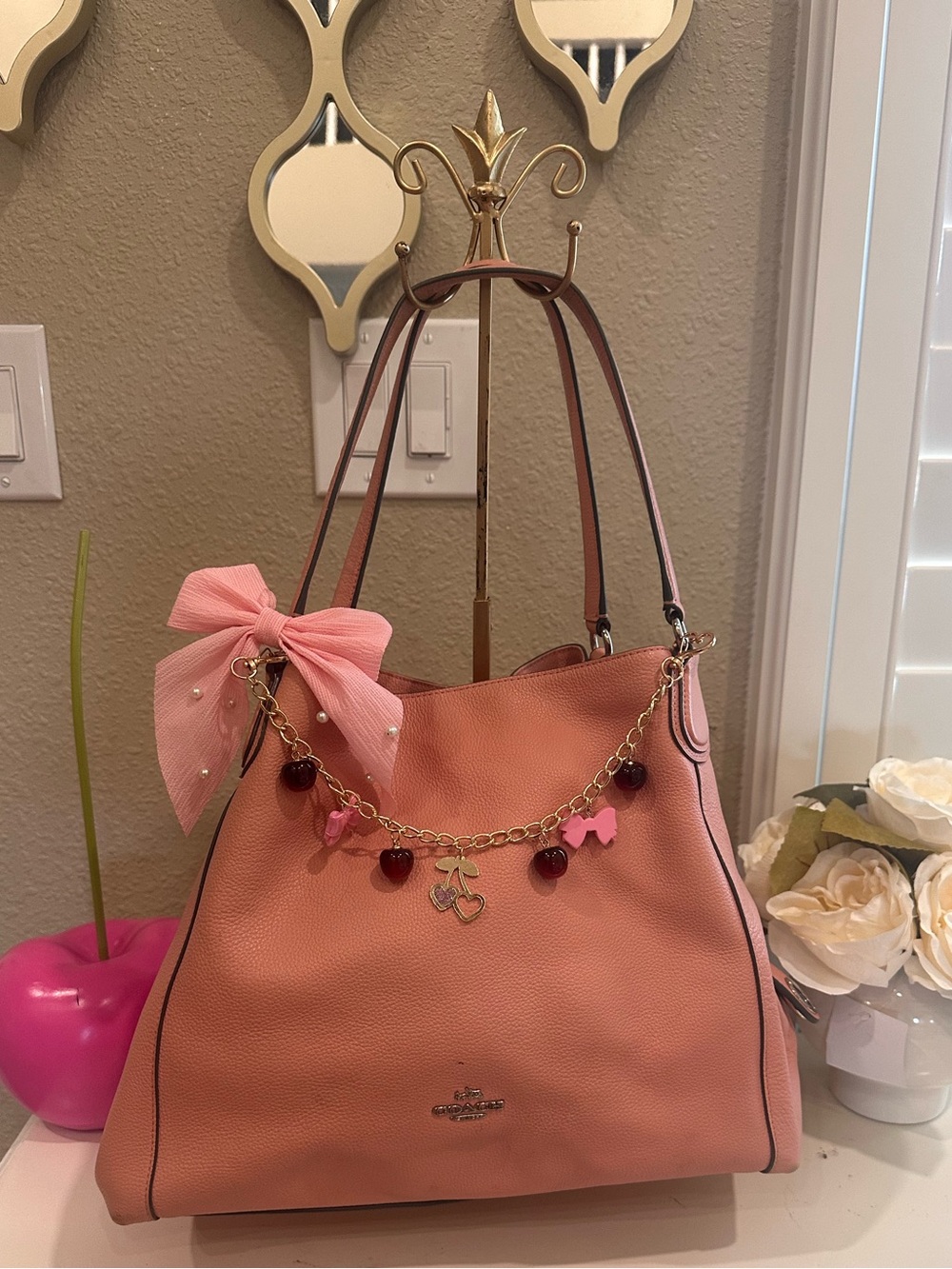 Coach Pink Pebbled Leather Shoulder Bag